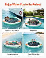 VEVOR Inflatable Floating Dock, 3.66 M Round Inflatable Dock Platform, Non-Slip Water Air Mat with Portable Carrying Bag and Detachable Ladder, Floating Water Platform Island Raft for Pool Beach Ocean