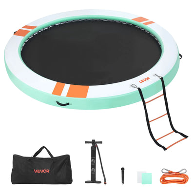 VEVOR Inflatable Floating Dock, 3.66 M Round Inflatable Dock Platform, Non-Slip Water Air Mat with Portable Carrying Bag and Detachable Ladder, Floating Water Platform Island Raft for Pool Beach Ocean