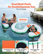 VEVOR Inflatable Floating Dock, 4.57 x 1.83 M Inflatable Dock Platform, Non-Slip Water Air Mat with Portable Carrying Bag & Detachable Ladder, Floating Water Platform Island Raft for Pool Beach Ocean