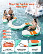 VEVOR Inflatable Floating Dock, 4.57 x 1.83 M Inflatable Dock Platform, Non-Slip Water Air Mat with Portable Carrying Bag & Detachable Ladder, Floating Water Platform Island Raft for Pool Beach Ocean