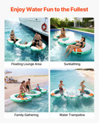 VEVOR Inflatable Floating Dock, 4.57 x 1.83 M Inflatable Dock Platform, Non-Slip Water Air Mat with Portable Carrying Bag & Detachable Ladder, Floating Water Platform Island Raft for Pool Beach Ocean