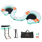 VEVOR Inflatable Floating Dock, 4.57 x 1.83 M Inflatable Dock Platform, Non-Slip Water Air Mat with Portable Carrying Bag & Detachable Ladder, Floating Water Platform Island Raft for Pool Beach Ocean