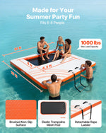 VEVOR Inflatable Floating Dock, 3.05x3.05 M Inflatable Dock Platform, Non-Slip Water Air Mat with Portable Carrying Bag and Detachable Ladder, Floating Water Platform Island Raft for Pool Beach Ocean