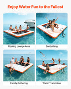 VEVOR Inflatable Floating Dock, 3.05x3.05 M Inflatable Dock Platform, Non-Slip Water Air Mat with Portable Carrying Bag and Detachable Ladder, Floating Water Platform Island Raft for Pool Beach Ocean