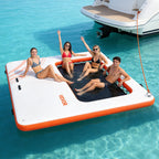 VEVOR Inflatable Floating Dock, 3.05x3.05 M Inflatable Dock Platform, Non-Slip Water Air Mat with Portable Carrying Bag and Detachable Ladder, Floating Water Platform Island Raft for Pool Beach Ocean