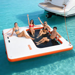 VEVOR Inflatable Floating Dock, 3.05x3.05 M Inflatable Dock Platform, Non-Slip Water Air Mat with Portable Carrying Bag and Detachable Ladder, Floating Water Platform Island Raft for Pool Beach Ocean
