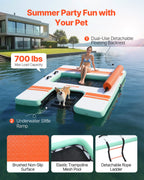 VEVOR Inflatable Floating Dock, 2.44 x 1.83 M Inflatable Dock Platform, Non-Slip Water Air Mat with Portable Carrying Bag & Detachable Ladder, Floating Water Platform Island Raft for Pool Beach Ocean
