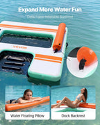 VEVOR Inflatable Floating Dock, 2.44 x 1.83 M Inflatable Dock Platform, Non-Slip Water Air Mat with Portable Carrying Bag & Detachable Ladder, Floating Water Platform Island Raft for Pool Beach Ocean