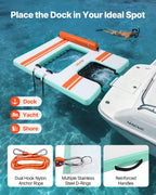 VEVOR Inflatable Floating Dock, 2.44 x 1.83 M Inflatable Dock Platform, Non-Slip Water Air Mat with Portable Carrying Bag & Detachable Ladder, Floating Water Platform Island Raft for Pool Beach Ocean