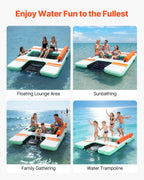 VEVOR Inflatable Floating Dock, 2.44 x 1.83 M Inflatable Dock Platform, Non-Slip Water Air Mat with Portable Carrying Bag & Detachable Ladder, Floating Water Platform Island Raft for Pool Beach Ocean