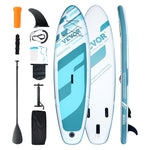 VEVOR Inflatable Stand Up Paddle Board, 10.6' x 33" x 6" Wide SUP Paddleboard, with Board Accessories, Pump, Paddle, Fin, Phone Bag, Backpack, Ankle Leash, Repair Kit, Non-slip Deck for Youth & Adults