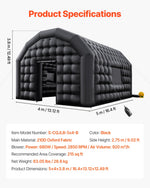 VEVOR Inflatable Nightclub, 5 x 4 x 3.8 m Inflatable Party Tent with 680W Blower & Sandbag, Ventilated Blow up Night Club with 2 Windows, Air Cube House for Event Birthday Wedding Party