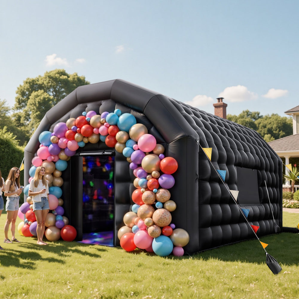 VEVOR Inflatable Nightclub, 5 x 4 x 3.8 m Inflatable Party Tent with 680W Blower & Sandbag, Ventilated Blow up Night Club with 2 Windows, Air Cube House for Event Birthday Wedding Party