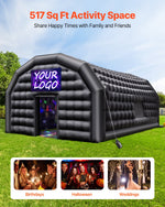 VEVOR Inflatable Nightclub, 8 x 6 x 4 m Inflatable Party Tent with 1100W Blower & Sandbag, Ventilated Blow up Night Club with 2 Windows, Air Cube House for Event Birthday Wedding Party