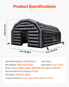 VEVOR Inflatable Nightclub, 8 x 6 x 4 m Inflatable Party Tent with 1100W Blower & Sandbag, Ventilated Blow up Night Club with 2 Windows, Air Cube House for Event Birthday Wedding Party