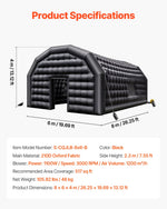 VEVOR Inflatable Nightclub, 8 x 6 x 4 m Inflatable Party Tent with 1100W Blower & Sandbag, Ventilated Blow up Night Club with 2 Windows, Air Cube House for Event Birthday Wedding Party
