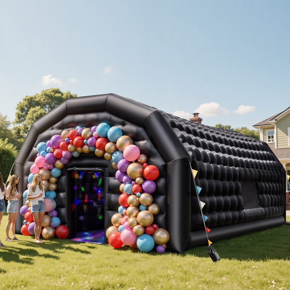 VEVOR Inflatable Nightclub, 8 x 6 x 4 m Inflatable Party Tent with 1100W Blower & Sandbag, Ventilated Blow up Night Club with 2 Windows, Air Cube House for Event Birthday Wedding Party