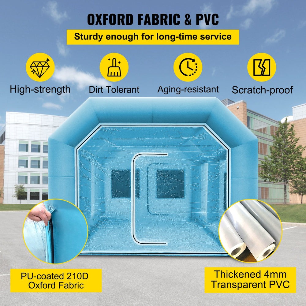 VEVOR Inflatable Tent, 13 x 8 x 7 ft Inflatable Spray Booth Custom Tent, Inflatable Paint Booth Tent Car Paint Booth Workstation 210D Oxford Fabric With 2 Blowers