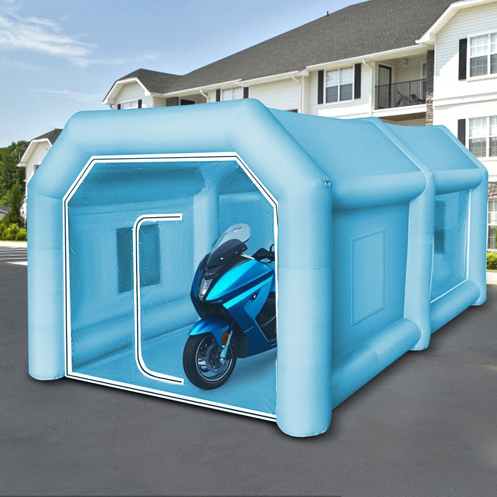 VEVOR Inflatable Tent, 13 x 8 x 7 ft Inflatable Spray Booth Custom Tent, Inflatable Paint Booth Tent Car Paint Booth Workstation 210D Oxford Fabric With 2 Blowers