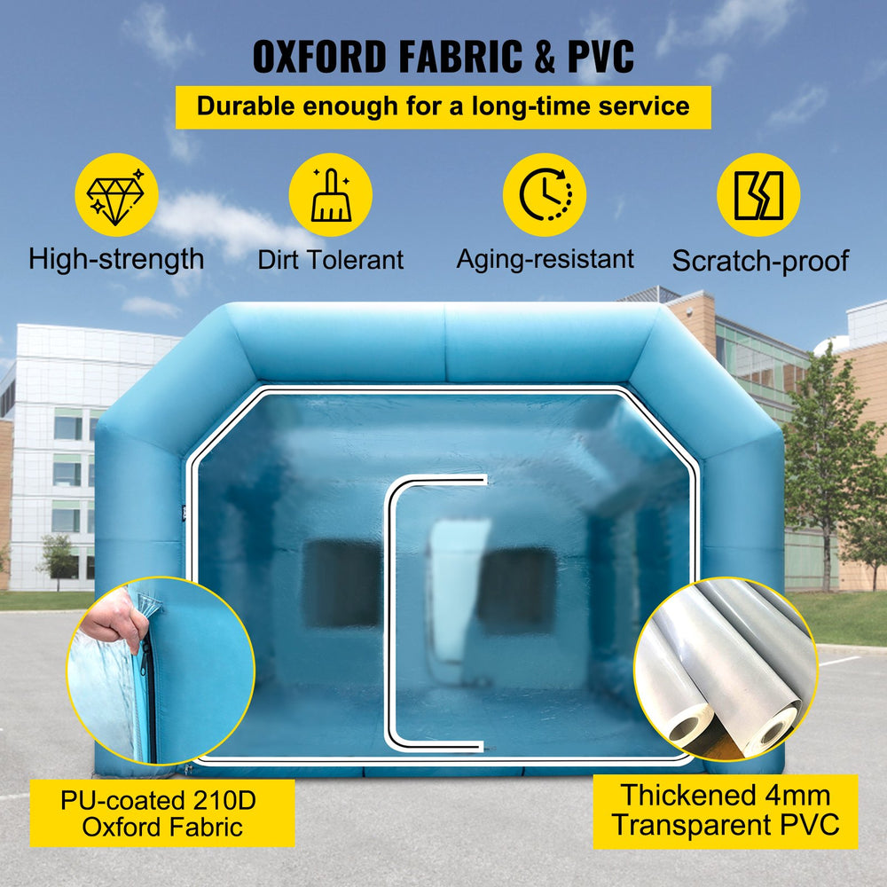 VEVOR Inflatable Tent, 26x15x10Ft Inflatable Spray Booth Tent, Inflatable Paint Booth Tent Car Paint Booth Giant Workstation 210D Oxford Fabric with 2 Blowers