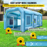 VEVOR Inflatable Tent, 26x15x10Ft Inflatable Spray Booth Tent, Inflatable Paint Booth Tent Car Paint Booth Giant Workstation 210D Oxford Fabric with 2 Blowers