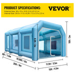 VEVOR Inflatable Tent, 26x15x10Ft Inflatable Spray Booth Tent, Inflatable Paint Booth Tent Car Paint Booth Giant Workstation 210D Oxford Fabric with 2 Blowers