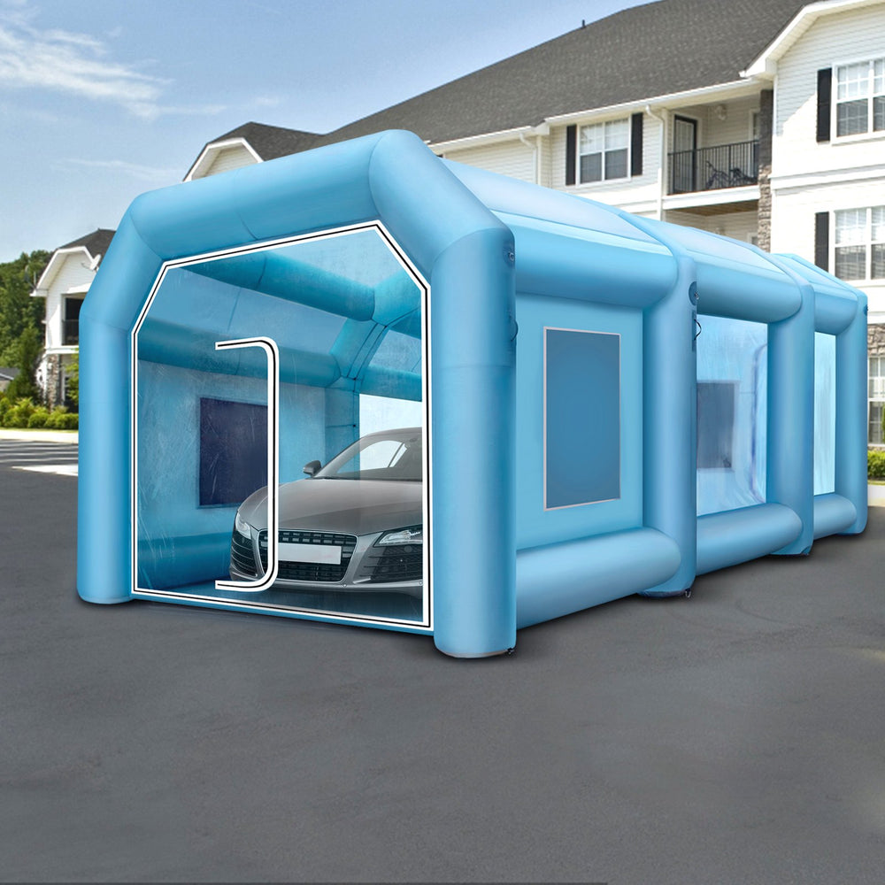 VEVOR Inflatable Tent, 26x15x10Ft Inflatable Spray Booth Tent, Inflatable Paint Booth Tent Car Paint Booth Giant Workstation 210D Oxford Fabric with 2 Blowers