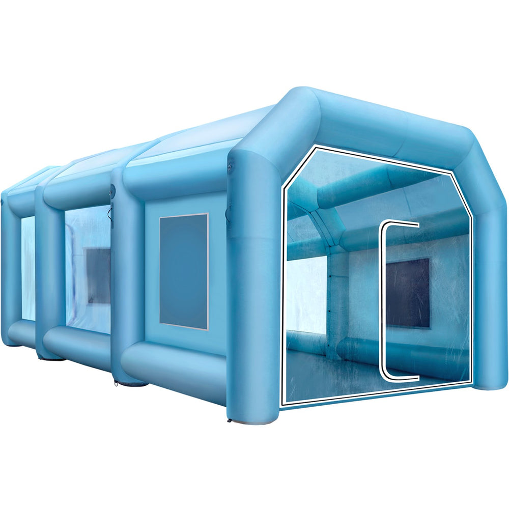 VEVOR Inflatable Tent, 26x15x10Ft Inflatable Spray Booth Tent, Inflatable Paint Booth Tent Car Paint Booth Giant Workstation 210D Oxford Fabric with 2 Blowers