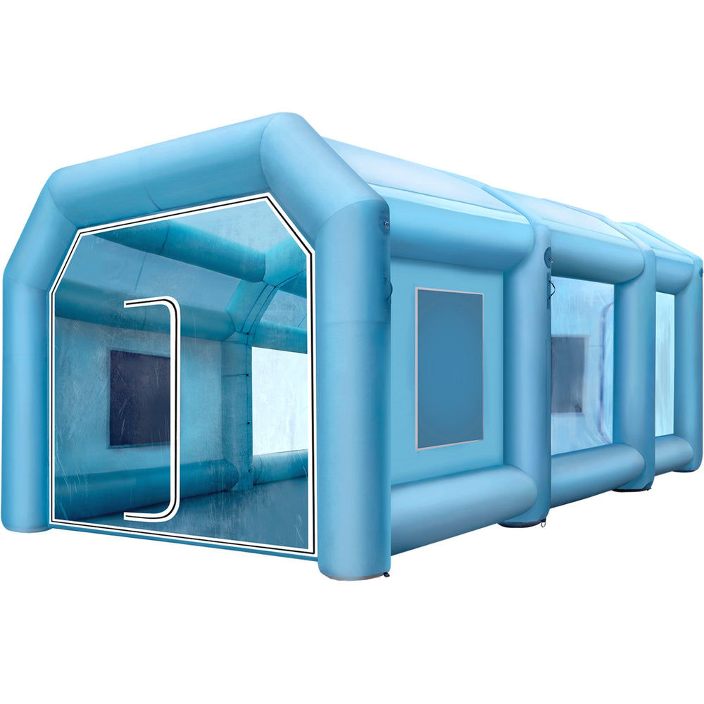 VEVOR Inflatable Tent, 26x15x10Ft Inflatable Spray Booth Tent, Inflatable Paint Booth Tent Car Paint Booth Giant Workstation 210D Oxford Fabric with 2 Blowers