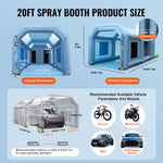VEVOR Inflatable Spray Booth Car Paint Tent 610 cm x 305 cm x 244 cm Filter System 2 Blowers
