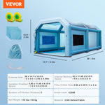 VEVOR Inflatable Spray Booth Car Paint Tent 792 cm x 457 cm x 335 cm Filter System 2 Blowers