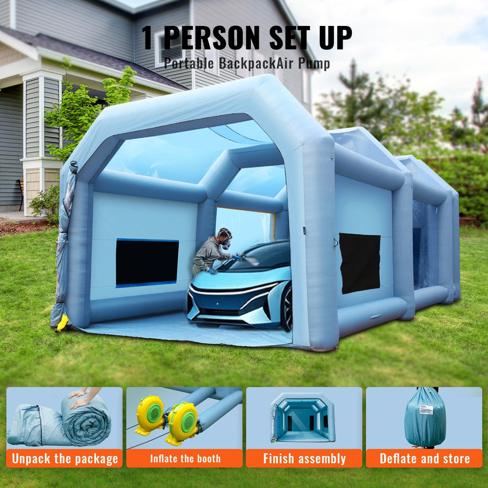 VEVOR Inflatable Spray Booth Car Paint Tent 10 x 6 x 4 m Filter System 2 Blowers