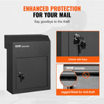 VEVOR Through The Door Key Drop Box 30.5x15.2x40.6 cm Mailbox with 4.6cm 30.5cm Key Lock Black
