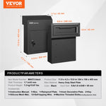 VEVOR Through The Door Key Drop Box 30.5x15.2x40.6 cm Mailbox with 4.6cm 30.5cm Key Lock Black