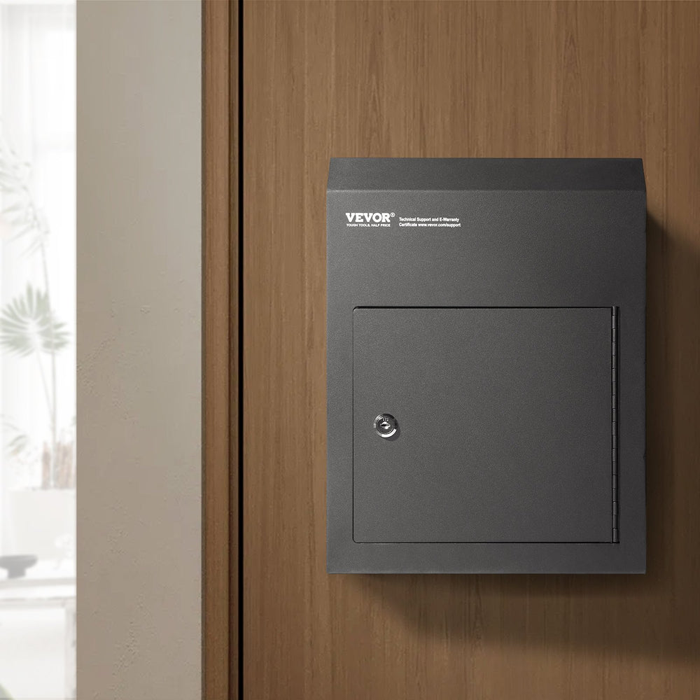 VEVOR Through The Door Key Drop Box 30.5x15.2x40.6 cm Mailbox with 4.6cm 30.5cm Key Lock Black