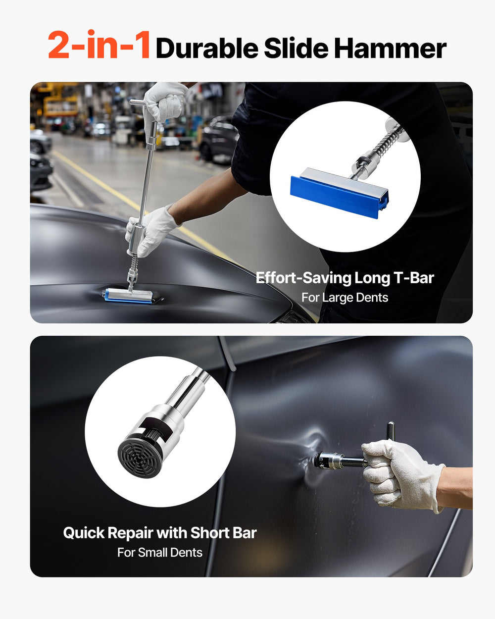 VEVOR Dent Puller Kit, 61 PCS Paintless Dent Removal Kit with Golden Lifter, Slide Hammer T-Bar, Glue Gun, Auto Body Hail Damage Repair Remover Tools for Car Refrigerator Large Small Door Ding Repair