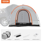 VEVOR SUV Camping Tent, 8'-8' SUV Tent Attachment for Camping with Rain Layer and Carry Bag, Waterproof PU2000mm Double Layer Truck Tent, Accommodate 6-8 Person, Rear Tent for Van Hatch Tailgate