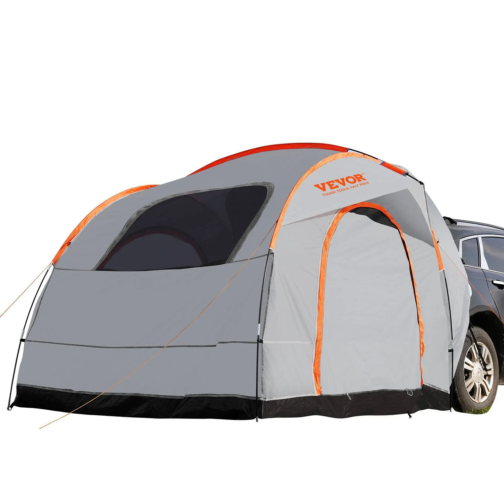 VEVOR SUV Camping Tent, 8'-8' SUV Tent Attachment for Camping with Rain Layer and Carry Bag, Waterproof PU2000mm Double Layer Truck Tent, Accommodate 6-8 Person, Rear Tent for Van Hatch Tailgate