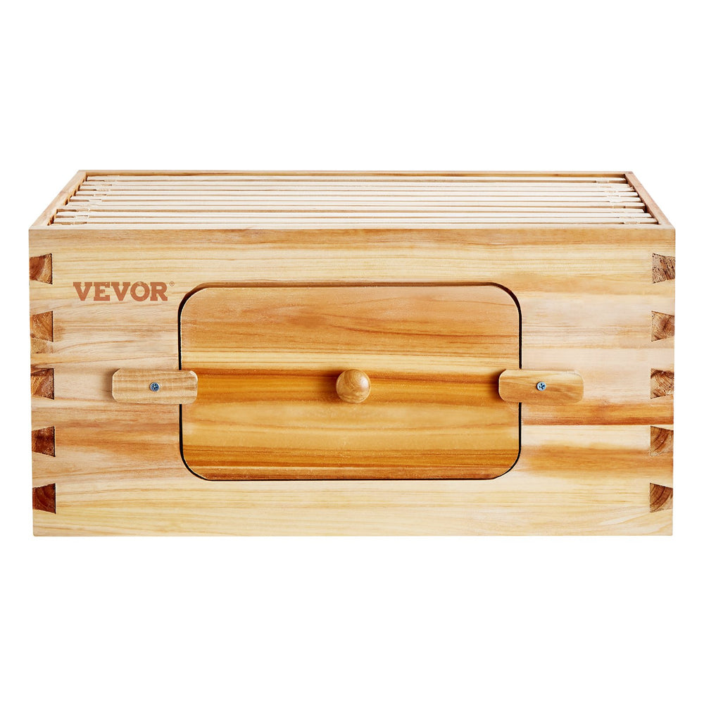 VEVOR Bee Hive Deep Box Starter Kit, 100% Beeswax Coated Natural Fir Wood, Langstroth Beehive Kit with 10 Frames and Foundations, Transparent Acrylic Bee Windows for Beginners and Pro Beekeepers