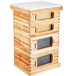 VEVOR Bee Hive 40 Frame Bee Hives Starter Kit, Beeswax Coated Fir Wood, 2 Deep + 2 Medium Bee Boxes Langstroth Beehive Kit, Transparent Acrylic Windows with Foundations for Beginners Pro Beekeepers