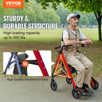 VEVOR Rollator Walker for Seniors and Adult, Lightweight Aluminum Foldable Rolling Walker with Adjustable Seat and Handle, Outdoor Mobility Rollator Walker with 8" All Terrain Wheels, 300LBS Capacity