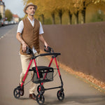 VEVOR Rollator Walker for Seniors and Adult, Lightweight Aluminum Foldable Rolling Walker with Adjustable Seat and Handle, Outdoor Mobility Rollator Walker with 8" All Terrain Wheels, 300LBS Capacity