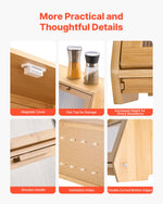 VEVOR Double Layer Bread Box for Kitchen Counter, Large Capacity Bamboo Bread Storage Container, Farmhouse Wooden Breadbox for Homemade Bread, Storage Holder Bin with Acrylic Wavy Door Panel, Natural