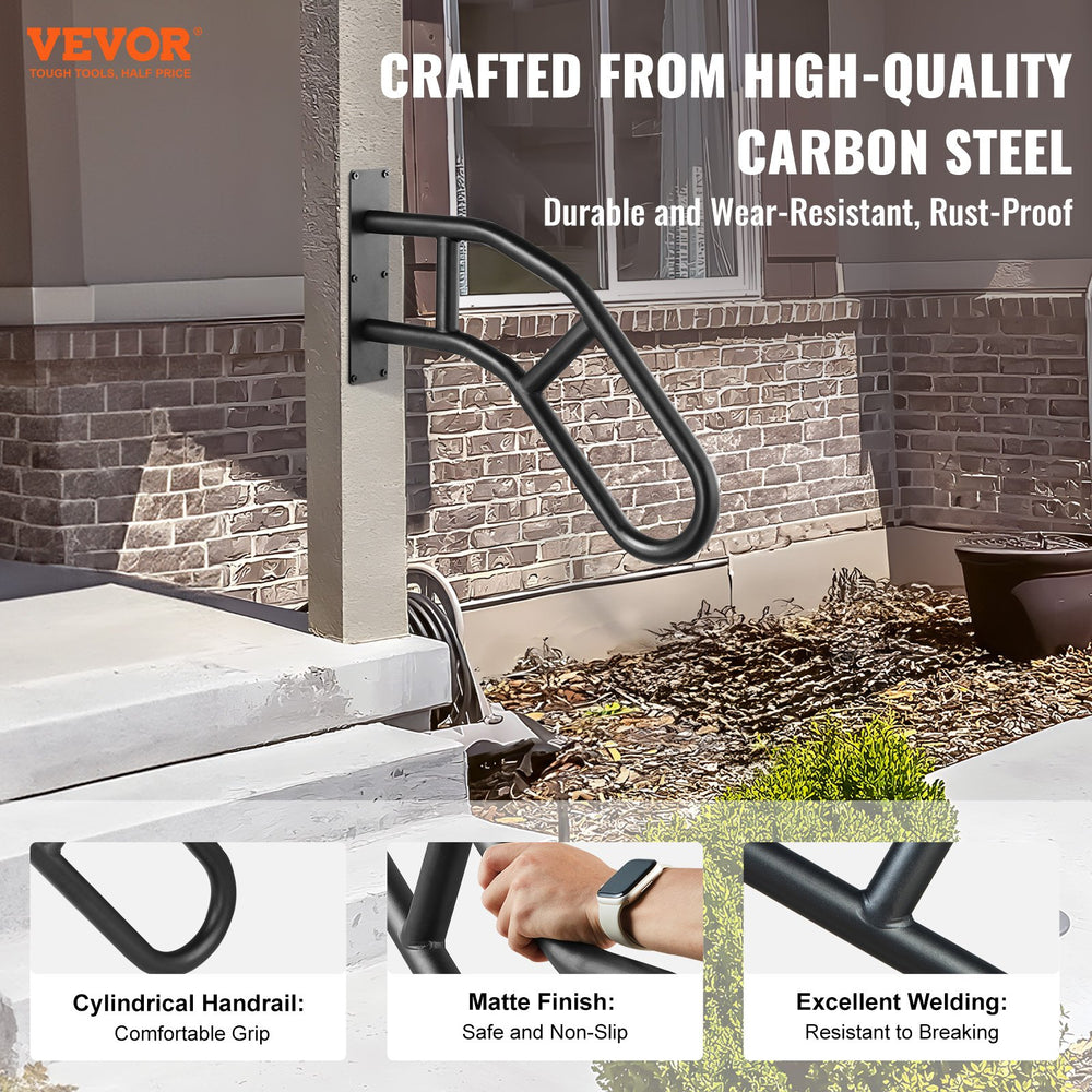 VEVOR Handrails for Outdoor Steps 81.3 cm Wall Mount Safety Railings for 1-3 Steps