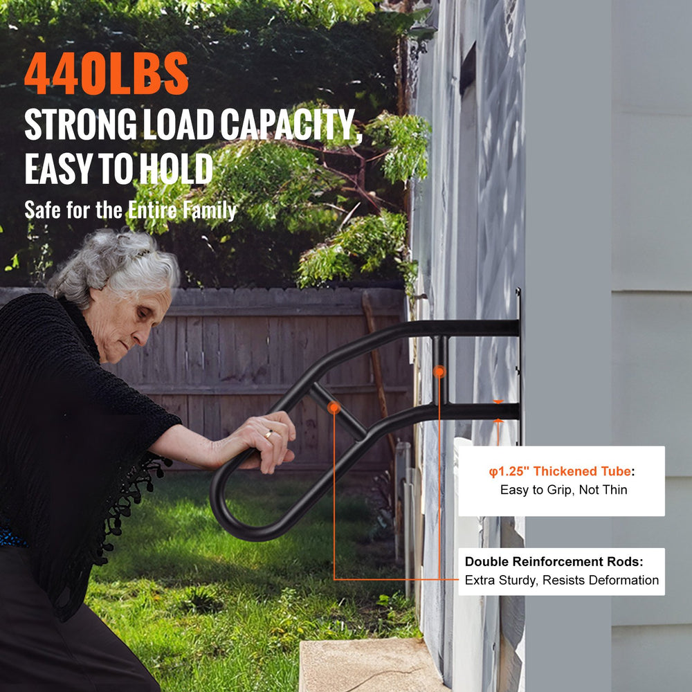 VEVOR Handrails for Outdoor Steps 81.3 cm Wall Mount Safety Railings for 1-3 Steps