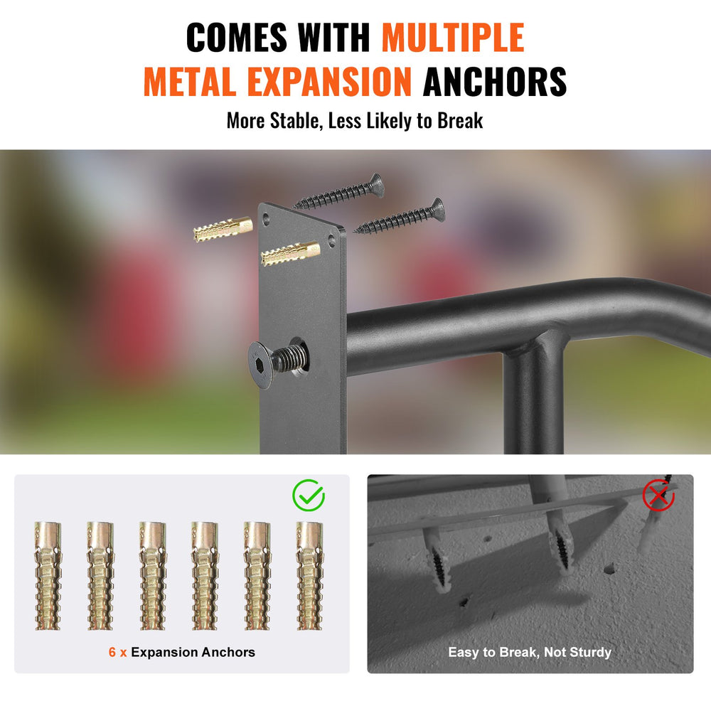 VEVOR Handrails for Outdoor Steps 81.3 cm Wall Mount Safety Railings for 1-3 Steps