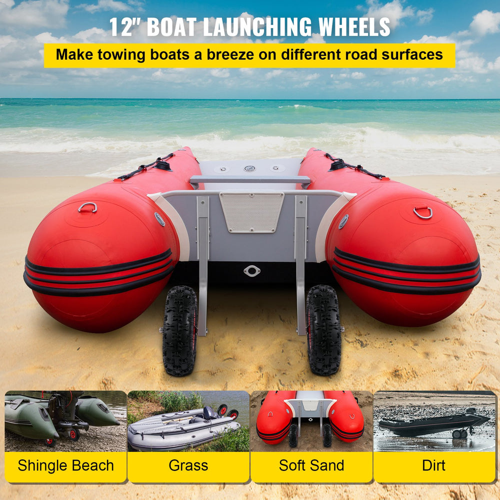 VEVOR Boat Launching Wheels, 30.5 cm Boat Transom Launching Wheel, 226.8 kg Loading Capacity Inflatable Boat Launch Wheels, Aluminium Alloy Transom Launching Dolly Wheels with 4 PCS of Quick Release Pins