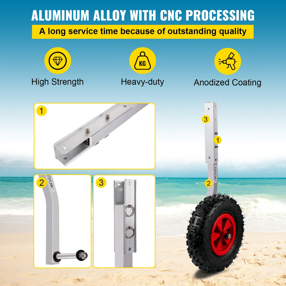 VEVOR Boat Launching Wheels, 30.5 cm Boat Transom Launching Wheel, 226.8 kg Loading Capacity Inflatable Boat Launch Wheels, Aluminium Alloy Transom Launching Dolly Wheels with 4 PCS of Quick Release Pins