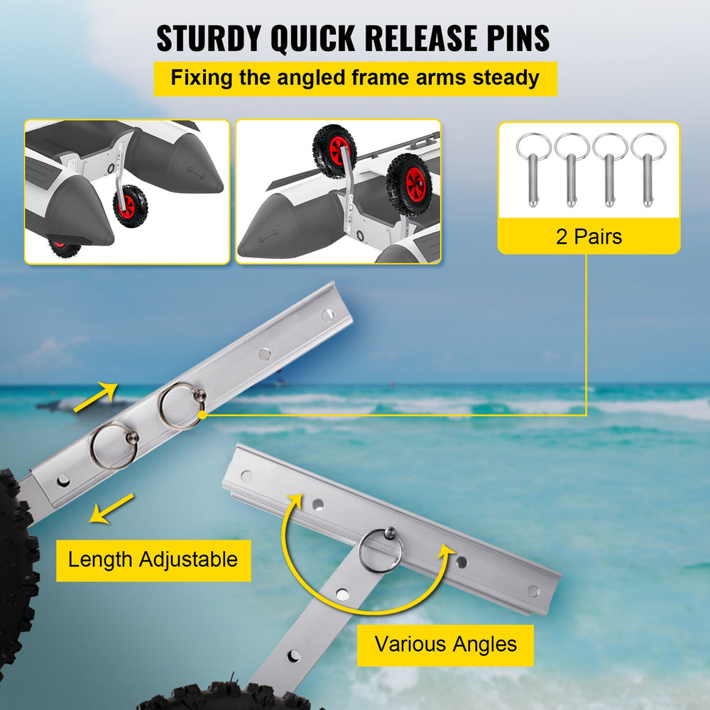 VEVOR Boat Launching Wheels, 30.5 cm Boat Transom Launching Wheel, 226.8 kg Loading Capacity Inflatable Boat Launch Wheels, Aluminium Alloy Transom Launching Dolly Wheels with 4 PCS of Quick Release Pins