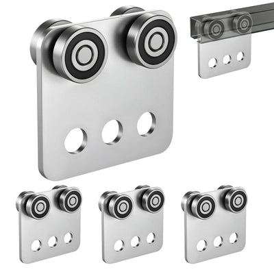 VEVOR 4 Wheel Trolley Assembly Rollers, 4 Pcs 499 kg Load, Dual Bearing Trolley Assembly for 1-5/8" Wide and All 1-5/8" or Taller Strut Channel, Heavy Duty Sliding Track System for Warehouse Garage